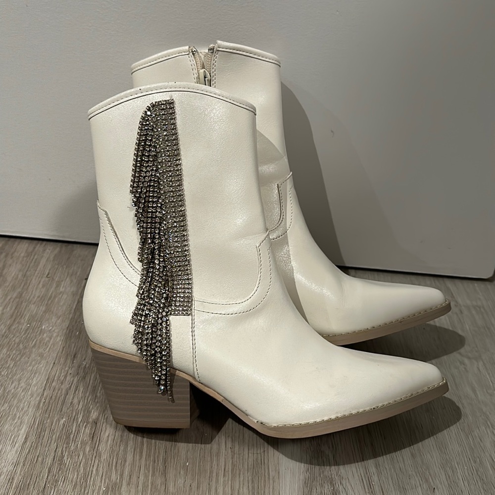 Gently used crystal fringe booties size 7 from Vici
